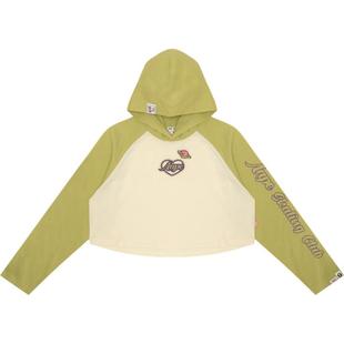 Aape旗舰店女装春夏猿人星球徽章爱心刺绣连帽短款长袖T恤1502XXM