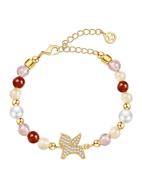 潮色绘马上有钱水晶手链彩色手串女款2026马年12岁女孩本命年礼物