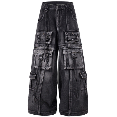 原创美式重工设计感工装牛仔裤潮