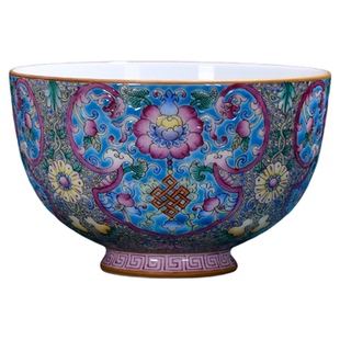 景德镇陶瓷中式高端功夫茶具珐琅彩紫色大如意主人杯品茗杯收藏