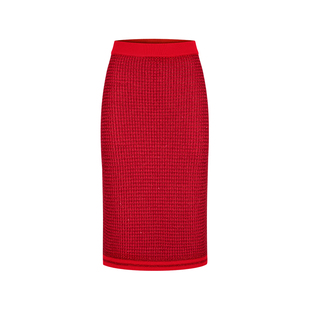 MARYLING玛俪琳2025初春新品嫣红色细闪纱线针织半身裙A1FAW05020