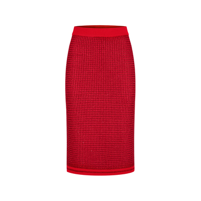 MARYLING嫣红色针织半身裙