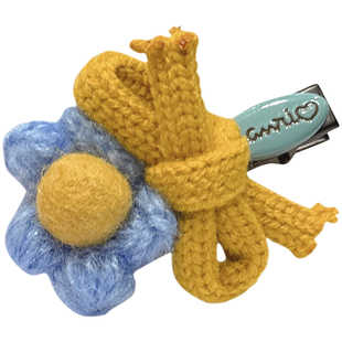 毛线花朵发夹女高级感蝴蝶结边夹发卡前额碎发刘海夹头饰鸭嘴夹子