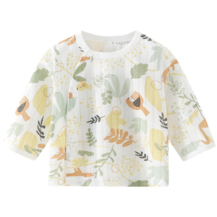 婴儿上衣夏季长袖宝宝T恤夏天衣服夏装薄款睡衣单件3个月6