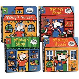 小鼠波波立体场景系列 Maisy's Nursery/Farm/House/Shop 4册游戏操作纸板书 英文原版启蒙绘本亲子互动 Lucy Cousins