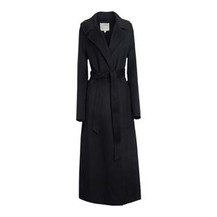 MEDECOO/墨蒂珂2024冬季新款修身系带翻领羊毛呢大衣外套MID20343