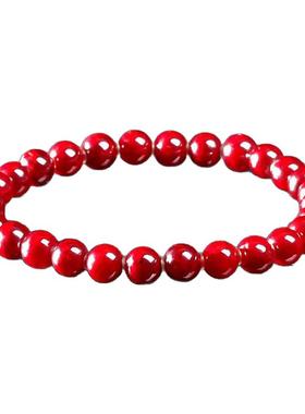 收藏级天然朱砂手链正品原矿石晶体通透转运珠手串本命年男女护身