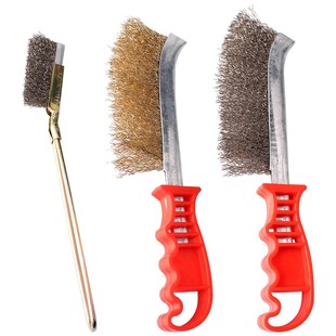 不锈钢钢丝刷除锈刀刷长柄镀铜丝铁刷工业用打磨清洁抛光刀型钢刷