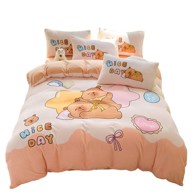 卡皮巴拉加厚牛奶绒被套四件套