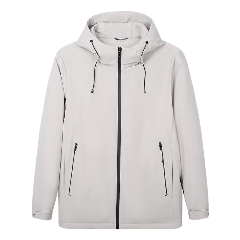 才子男装连帽羽绒服男2025冬季新款无缝直充休闲鸭绒保暖短款外套