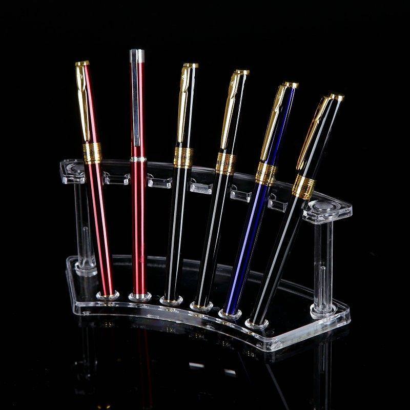 6位笔架透明展示架眉笔架彩妆圆珠笔文具收纳小工具柜台钢笔展架