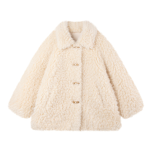 MUCMUKN【托斯卡纳】厚实牛角扣毛绒厚实外套柔软保暖女童冬新款