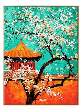 中国风故宫数字油画diy填色油彩