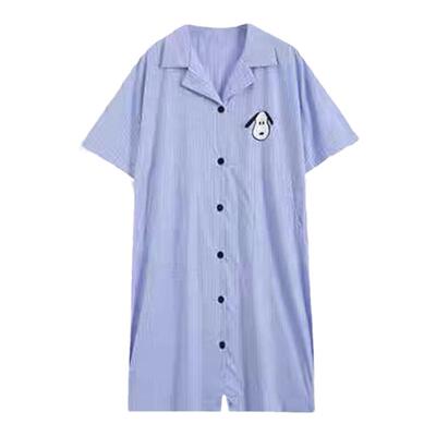 睡衣女纯棉夏季可爱卡通连体睡裙