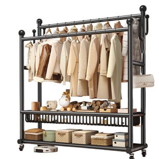 安居客衣架落地卧室衣帽架家用可移动宿舍晾衣架多功能简易挂衣架