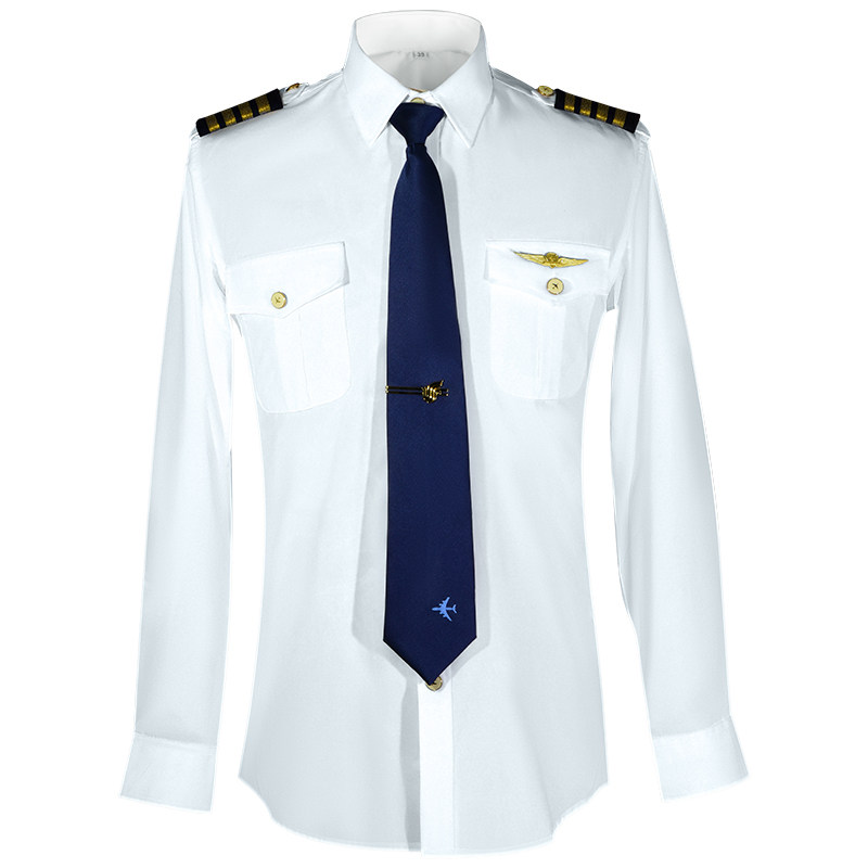 飞行员空少白衬衫男机长制服空乘物业保安工作服衬衣夏装短袖套装