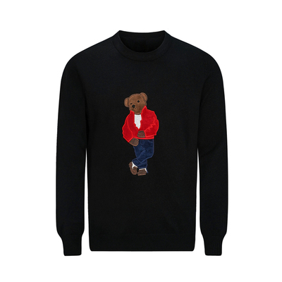 套头针织衫圆领小熊刺绣毛衣轻奢