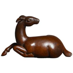 鹿回头铜搁架 实心铜茶枕茶拨架 毛笔搁铜镇纸筷架茶玩摆件茶道配