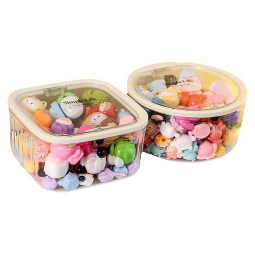 萌粒收纳罐迷你食手办玩盲盒展示盒透明贪吃崽松松蛋仔摆件置物架