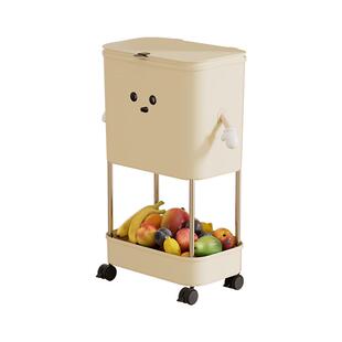 厨房垃圾桶置物架一体高款可移动专用免弯腰带盖家用分类干湿分离