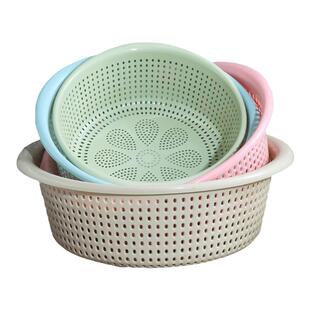 洗菜篮塑料镂空洗菜筐沥水篮子大号圆形水果篮厨房家用超厚沥水筛