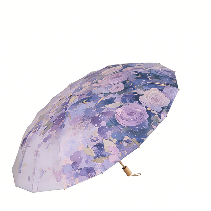 金杆彩胶16骨加大防晒国风晴雨伞
