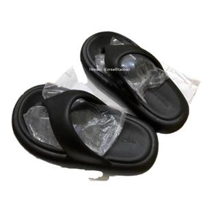 heyoni韩国东大门踩屎感休闲宽底人字拖女外出旅游沙滩凉厚底拖鞋