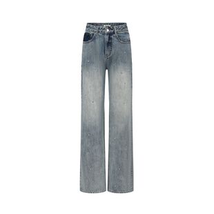 SHRO ENRO Monologue 女士闪钻直筒休闲宽松牛仔裤银泰百货301469