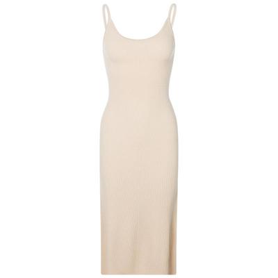 纯色无袖不规则条针织吊带裙