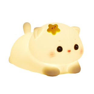猫咪小夜灯儿童女孩新年礼物卧室睡眠床头拍拍灯女生智能声控台灯