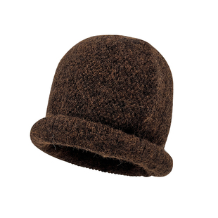 2025新款韩系简约纯色针织帽子女秋冬季时尚慵懒感文艺百搭包头帽