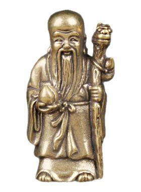 缘来由你实心黄铜寿星神像桌摆件