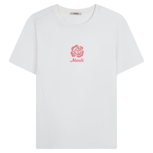 MARDI官方正品经典玫瑰时尚百搭短袖T恤休闲圆领上衣女2026夏新款