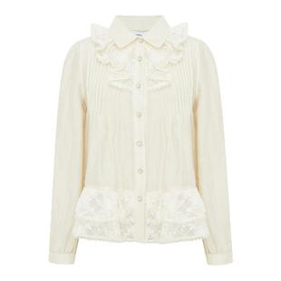 LULUALWAYS【商场同款】法式时尚温柔浪漫荷叶边衬衫女