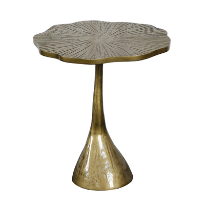 创意荷叶沙发边几轻奢高级感意式设计师款角几中古风黄铜色小茶几