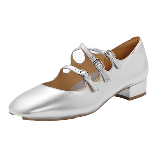 周雨彤同款百丽鞋子女款珍妮女孩银色玛丽珍鞋夏季单鞋BR404AQ5