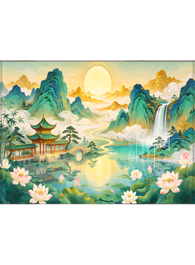 横版仙家堂口山水风景供奉挂画