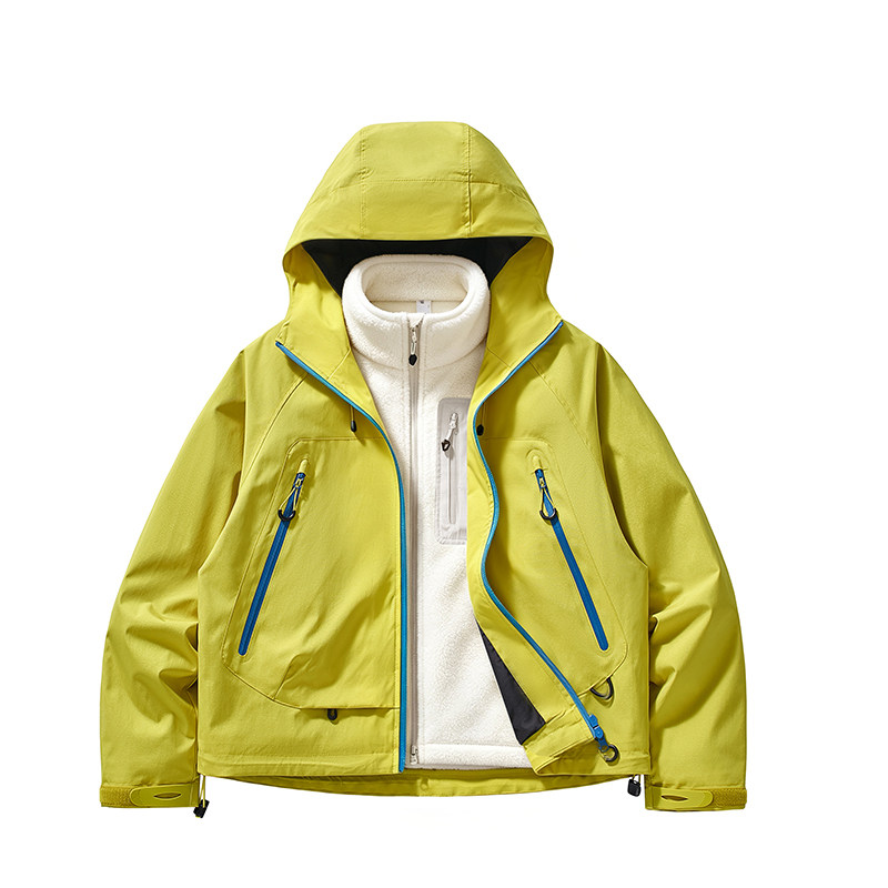 LUCKYDEER/幸运鹿女士短款户外防风防泼水透气徒步三合一登山服