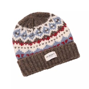 费尔岛针织帽女士冬季保暖防风毛线帽围巾一体两件套时尚洋气冷帽