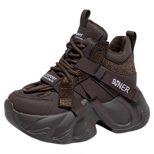 香港网红新款超火厚底内增高老爹鞋女款小个子2025冬季女士休闲鞋