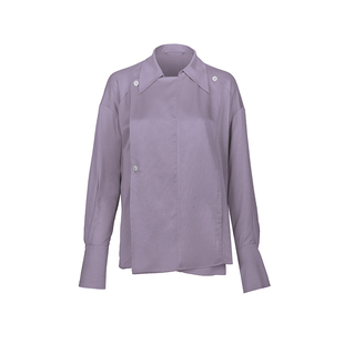 丝所静海系列19mm冥想缎真丝高级设计感上衣右衽宽襟冥想衬衫