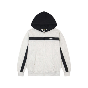 corteiz美潮复古高街秋冬休闲撞色拼接宽松纯棉加绒开衫连帽卫衣