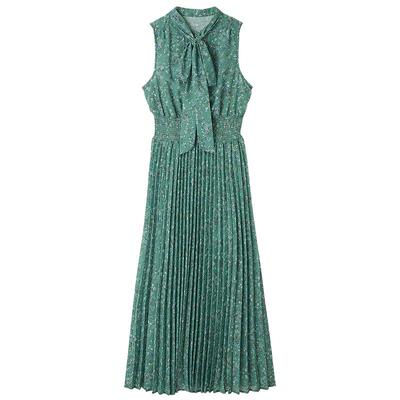 LILYBROWN无袖印花百褶连衣裙