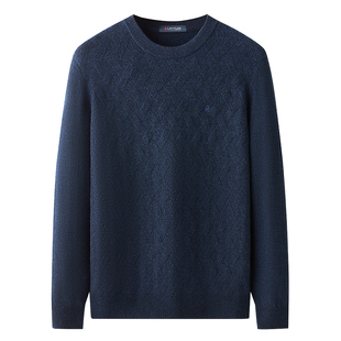 [山羊绒]梦特娇男士羊绒衫25冬季圆领羊毛针织衫提花毛衣厚保暖J