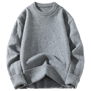 Rampo/乱步日系复古圆领毛衣男2025冬季毛线衣外套男生长袖针织衫