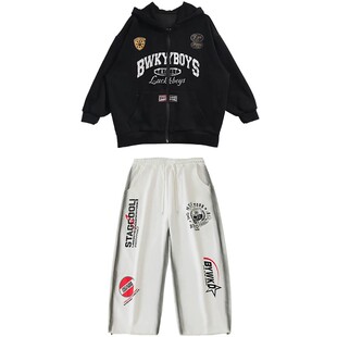 儿童嘻哈街舞潮服男女童美式街头风卫衣套装少儿hiphop街舞演出服