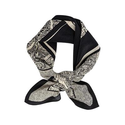 2026新款中古黑白100%桑蚕丝丝巾