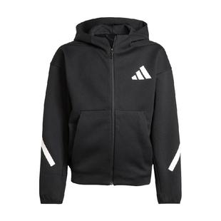 Adidas阿迪达斯童装2春秋款男女大童针织连帽卫衣运动外套JC7574