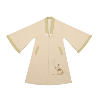 知则原创汉元素立领对襟长衫可爱毛呢大衣冬汉服外套香君【闲情】