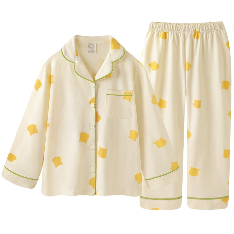 【设计师款】睡衣女春秋纯棉长袖翻领家居服新款可外穿两件套装